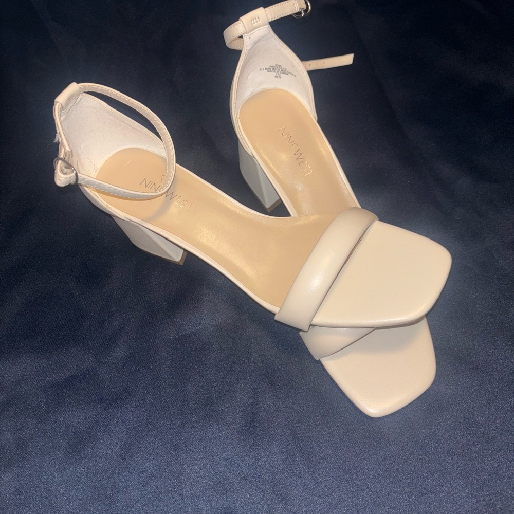 Nine West Cream Block Heel Sandals